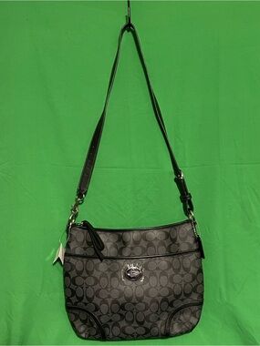 Coach Signature coated canvas Payton Convertible Hobo silver/gray/black crossbod